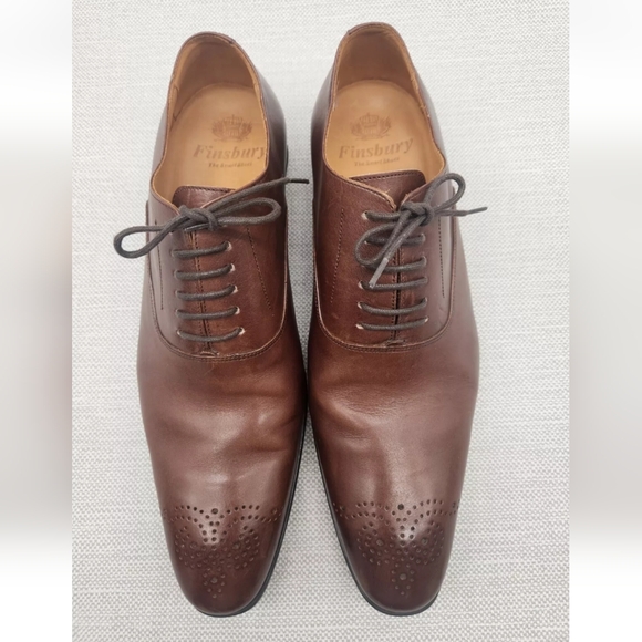 Finsbury Size 43 Brown Leather Oxford Dress Shoes Men - Picture 9 of 14
